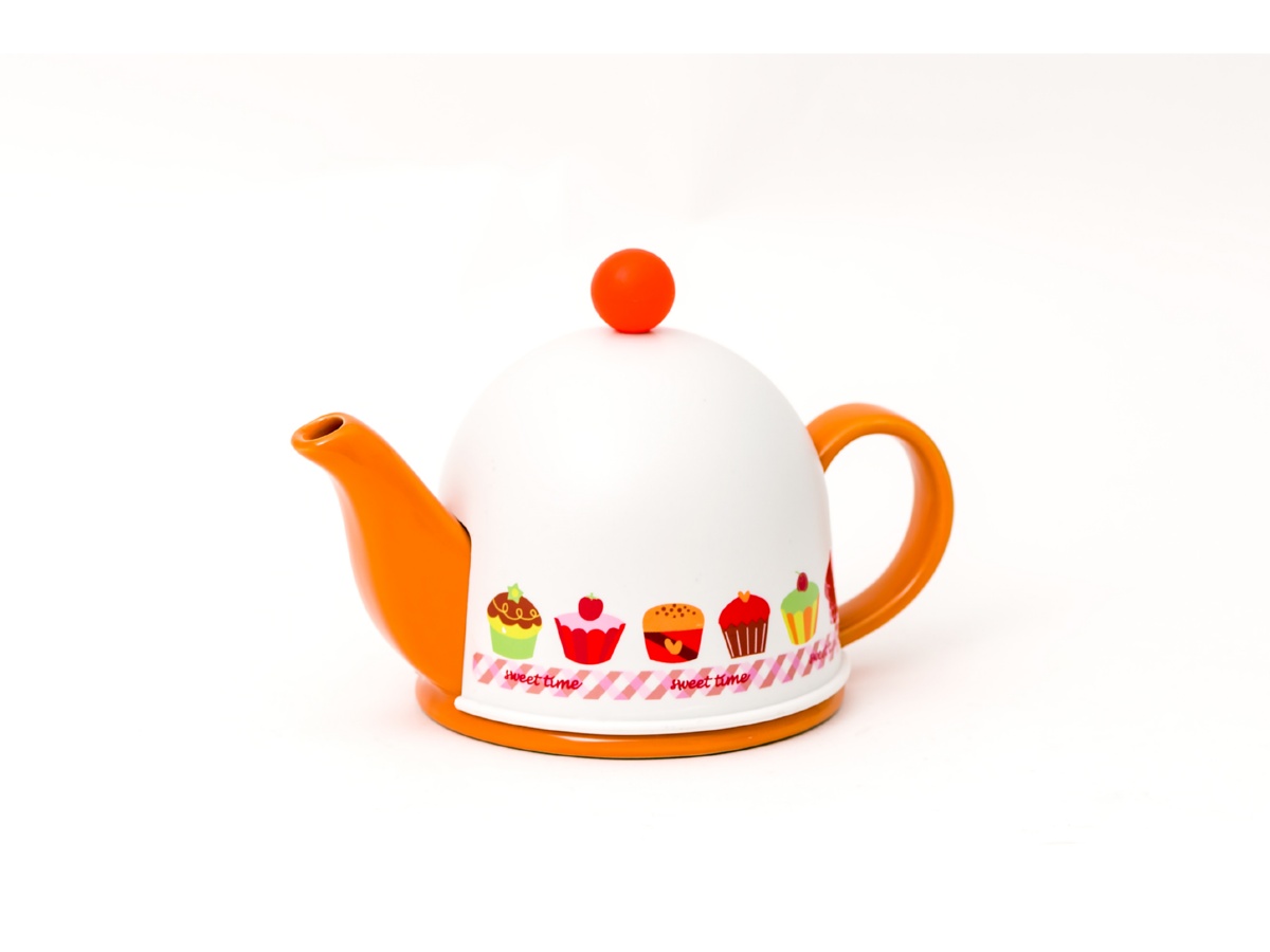 картинка 3846 GIPFEL Чайник заварочный керамический ARONDO 400мл с пластиковым утепленным колпаком и ситом. Цвет: Оранжевый. от магазина Gipfel