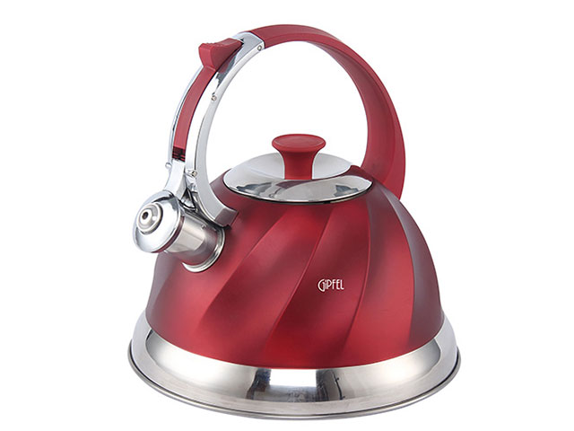 картинка 8596 GIPFEL Чайник для кипячения воды 2,5л индукционное дно Цвет: красный, Материал: Нержавеющая Сталь 14/1 (#201) от магазина Gipfel