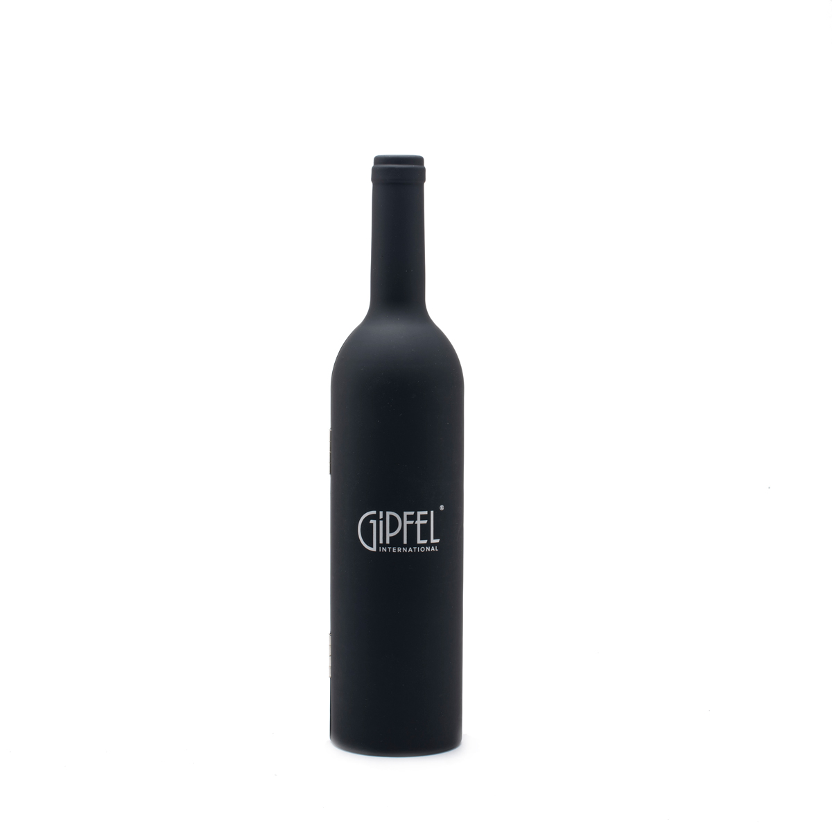 картинка 9629 GIPFEL Набор винных аксессуаров из 5 предметов в кейсе в форме бутылки. Материал: пластик, сплав цинка, нерж сталь. Цвет: черный от магазина Gipfel